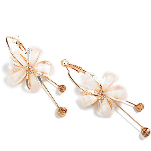 Bobury Joyería del oído 1 par de Flores 5 Pendientes de Las Mujeres del Banquete de Boda del pétalo de Cristal Pendientes de la Borla de la Camelia niñas