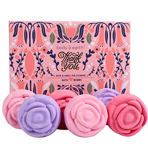 Body & Earth Set de Bombas de Baño de 6 Piezas, Bolas de Baño a Rosa, Set de Regalo de Spa, Regalos Originales para Mujer, Para Día de la Madre, Día de San Valentín, Navidad y Cumpleaños