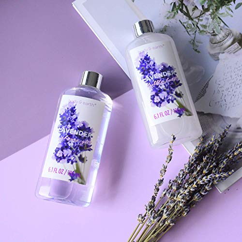Body & Earth Set de Spa, Set de Regalo de Baño a Lavanda, Cesta de Spa para Mujer de 6 Piezas, Mejor Regalo para Ella