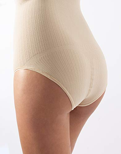 Body Reductor SIN Costuras | Faja MODELANTE DE Mujer | S M L XL XXL | Blanco, Negro, Natural | LENCERÍA Italiana | (L, Natural)