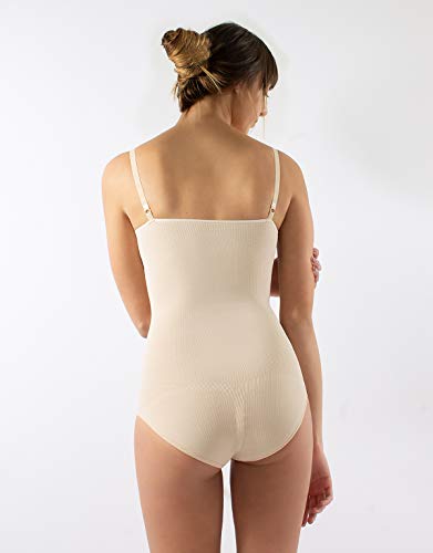 Body Reductor SIN Costuras | Faja MODELANTE DE Mujer | S M L XL XXL | Blanco, Negro, Natural | LENCERÍA Italiana | (L, Natural)