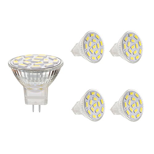 BOGAO MR11 GU4.0 3.5 W Led bombillas, Equival 25-35W lámparas halógenas, AC/DC 12 V, 350 lm, 120 ° Flood viga, empotrable, iluminación, iluminación de la pista, luz blanca (6000 K),4 unidades