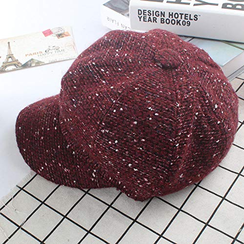 Boina Octogonal de Lengua de Pato Guapo Boina de Tendencia Plana otoño e Invierno de Las Mujeres Rojo