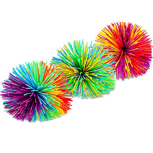 Bola de Antiestrés Bola Que Rebota Pom de Arcoiris Suave Bolas de Hilos de Inquietud Sensorial, Multicolor (5 Piezas)