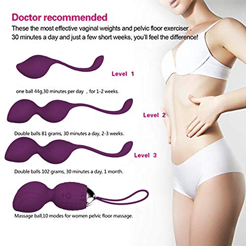 Bola de masaje y pesas Kegel 2 en 1 para ejercicios Bolas Ben Wa: médico recomendado para el control de la vejiga y los ejercicios del piso pélvico Bolas Kegel para principiantes y apriete