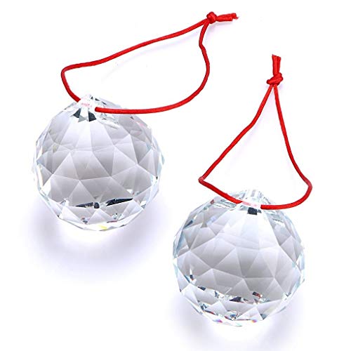 Bolas de prisma de Btsky, 2 bolas colgantes de cristal transparente de 50 mm con caja de regalo para feng shui o decoración en hogar, bodas y fiestas