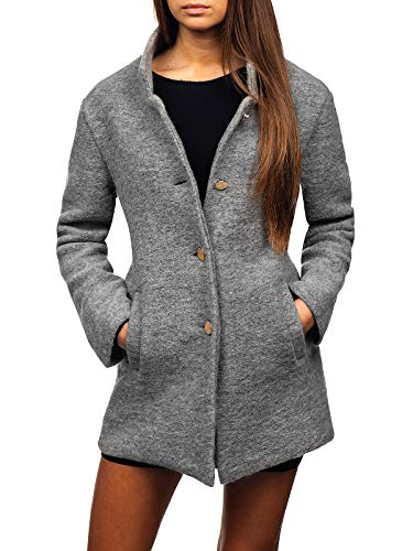 BOLF Mujer Abrigo Cierre De Botones AAA 1950 Gris One_Size [D4D]
