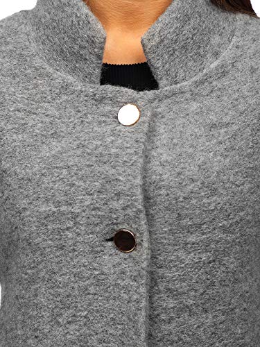 BOLF Mujer Abrigo Cierre De Botones AAA 1950 Gris One_Size [D4D]
