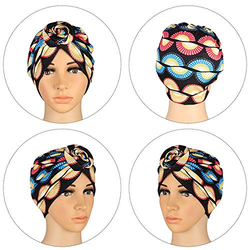 Bolonbi 3 paquetes de turbante para la cabeza, diseño africano de nudo, cinta para la cabeza de la mujer, elástico para la cabeza, bohemio, para mujeres y niñas, M, multicolor