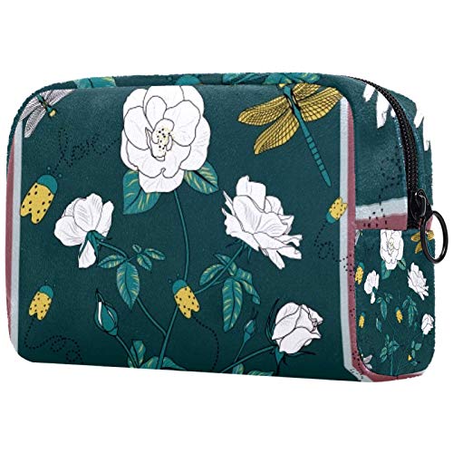 Bolsa de brochas de maquillaje personalizables, bolsas de aseo portátiles para mujeres, bolso de cosméticos, organizador de viaje, marco de flores