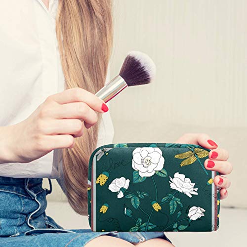 Bolsa de brochas de maquillaje personalizables, bolsas de aseo portátiles para mujeres, bolso de cosméticos, organizador de viaje, marco de flores