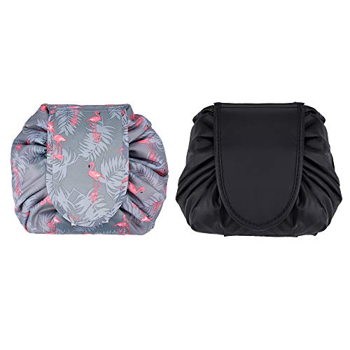 Bolsa de Cosméticos con Cordón Gran Capacidad Bolsa de Maquillaje de Viaje para Mujeres y Niñas 2 Piezas