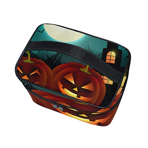Bolsa de cosméticos de Viaje Halloween Fire Pumpkin ToiletryBolsa de Maquillaje Pouch Tote Case Organizer Storage For Women Girls