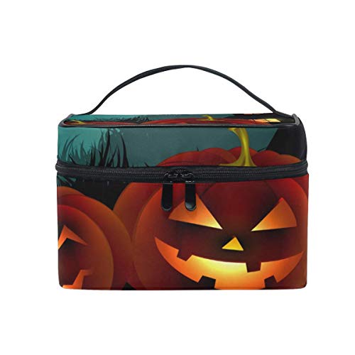 Bolsa de cosméticos de Viaje Halloween Fire Pumpkin ToiletryBolsa de Maquillaje Pouch Tote Case Organizer Storage For Women Girls