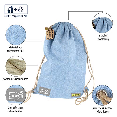 Bolsa de deporte con estuche Online 2nd Life, material de PET reciclado para un medio ambiente limpio, bolsa de gimnasio de 35 x 50 cm/estuche de lápices 20 x 5 x 6 cm