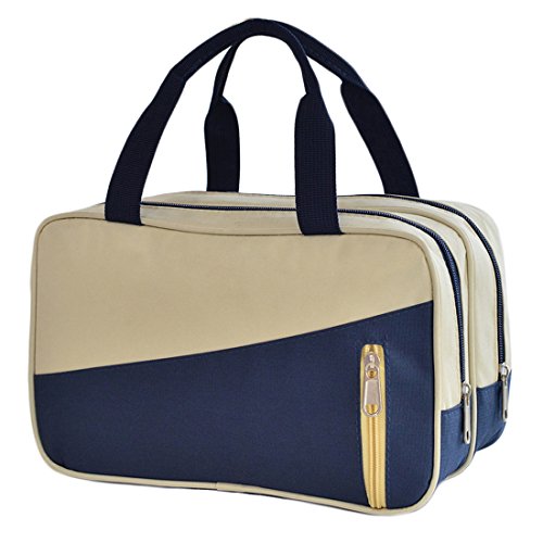 Bolsa de Dooppa, organizador impermeable, con separación para artículos secos y húmedos, bolsa para maquillaje y artículos de aseo personal , beige