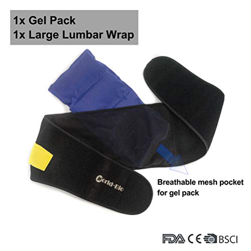 Bolsa de gel de hielo en la cintura - con soporte - terapia científica de frío y calor, esguince, cirugía,liberación del dolor lumbar, enfermedad degenerativa del disco, osteoporosis - 15"x 7"