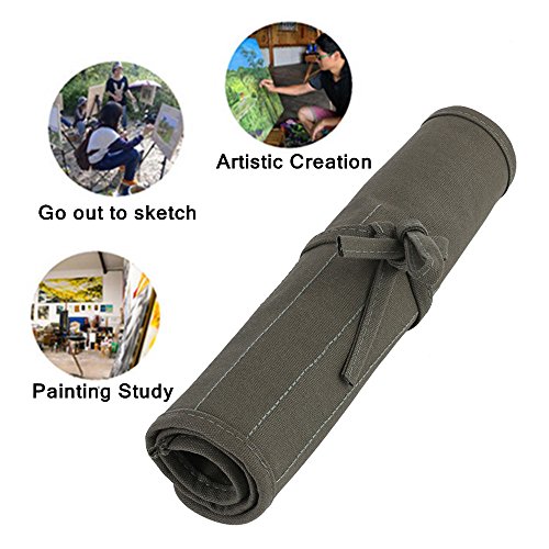 Bolsa de Lápices de Colores Bolso de 30 Ranuras Estuche de Arrollar de Pinceles Portátil para Dibujar