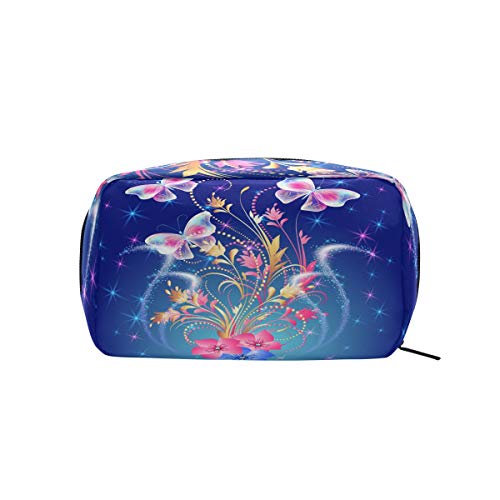 Bolsa de maquillaje Arte Fantasía Floral Mariposa Magnífica Bolsa de Cosméticos Embrague