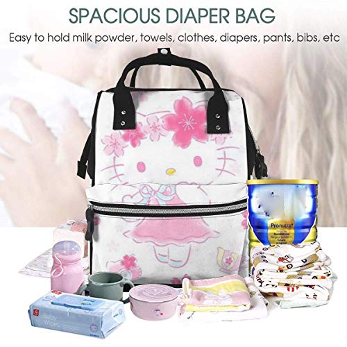 Bolsa de pañales rosa Hello Kitty Mommy Baby Bag, multifunción de gran capacidad de viaje mochila de pañales