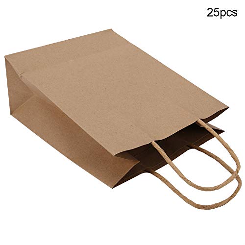 Bolsa de regalo Bolsas de compras de papel kraft al por menor Caramelo del favor del caramelo de chocolate con asa para bodas Compras 25 PCS (Kraft)