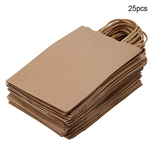 Bolsa de regalo Bolsas de compras de papel kraft al por menor Caramelo del favor del caramelo de chocolate con asa para bodas Compras 25 PCS (Kraft)