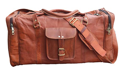 Bolsa de viaje de estilo vintage, 61 cm, de piel, tamaño grande