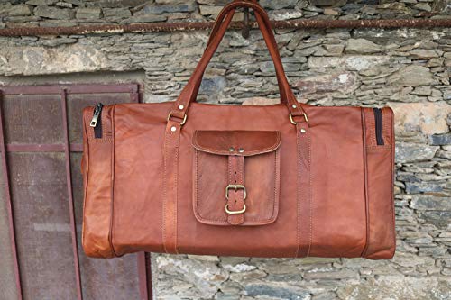 Bolsa de viaje de estilo vintage, 61 cm, de piel, tamaño grande