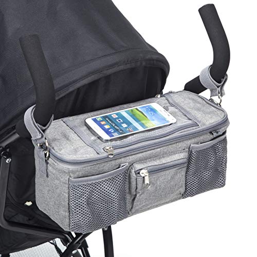 Bolsa organizadora para cochecito o silla de paseo de BTR con bolsillo con2 ganchos para cochecito