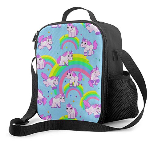 Bolsa Térmica Comida Bolsas de Almuerzo caja porta con Aislamiento Bolso de Mano Unicornio arcoiris Impermeable Fiambrera Isotermica Aislado Térmico Organizador del Almuerzo