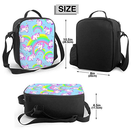 Bolsa Térmica Comida Bolsas de Almuerzo caja porta con Aislamiento Bolso de Mano Unicornio arcoiris Impermeable Fiambrera Isotermica Aislado Térmico Organizador del Almuerzo