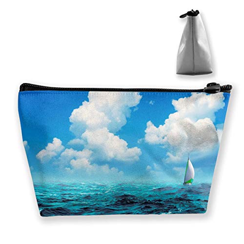 Bolsas de cosméticos trapezoidales Bolsa de artículos de tocador de maquillaje Bolsa de almacenamiento de viaje de impresión de velero Monedero de teléfono