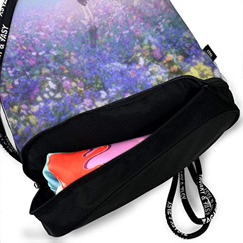 Bolsas de Gimnasia, Anime Drawstring Backpack Beautiful Flower Sea Print Travel Sport Yoga Gym Sack Bag Outdoor Bundle Backpack Laptop Bag Beach Rucksack for Men/Women