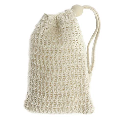 Bolsas de jabón de sisal natural - Juego de 10 | Ahorrador de jabón de red libre de plástico | Gel de baño exfoliante | Sacos con cordón | Sin Residuos | M&W