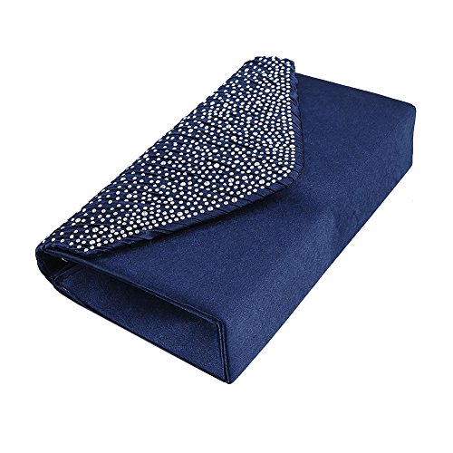 Bolso Boda Ceremonia Clutch De Fiesta, ClasiChic Cartera de Mano para Mujer Salidas Satén tipo Clutch (Azul)
