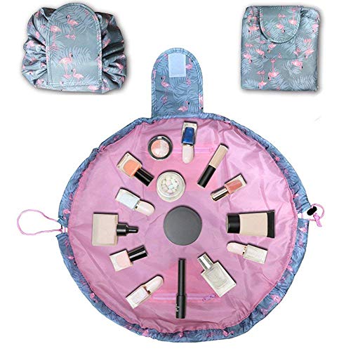 Bolso cosmético del Maquillaje, Bolsa de Viaje organizadora Magic de Gran Capacidad para señoras perezosas, Flamenco Azul