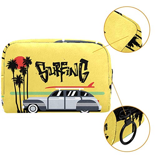 Bolso Cosmético Impermeable Coche Playa Coco Neceser Viaje Bolsa de Maquillaje Portable Neceser de Bolsa de Lavado de Viajes Vacaciones Elementos Esenciales 18.5x7.5x13cm