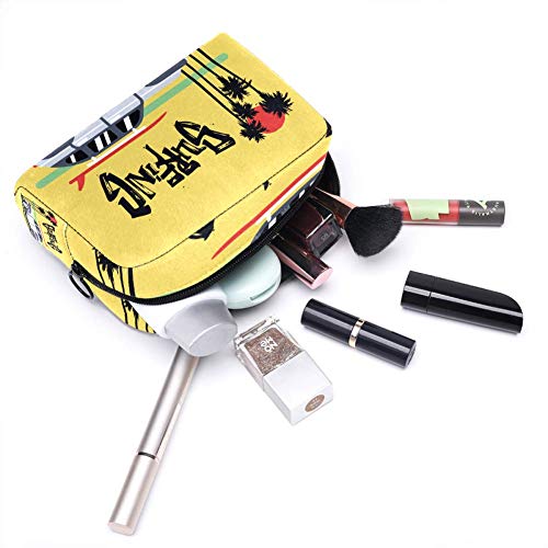 Bolso Cosmético Impermeable Coche Playa Coco Neceser Viaje Bolsa de Maquillaje Portable Neceser de Bolsa de Lavado de Viajes Vacaciones Elementos Esenciales 18.5x7.5x13cm