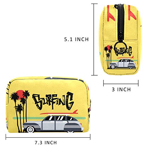 Bolso Cosmético Impermeable Coche Playa Coco Neceser Viaje Bolsa de Maquillaje Portable Neceser de Bolsa de Lavado de Viajes Vacaciones Elementos Esenciales 18.5x7.5x13cm