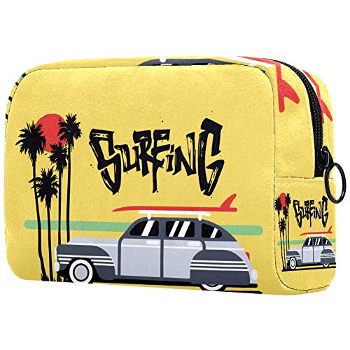 Bolso Cosmético Impermeable Coche Playa Coco Neceser Viaje Bolsa de Maquillaje Portable Neceser de Bolsa de Lavado de Viajes Vacaciones Elementos Esenciales 18.5x7.5x13cm