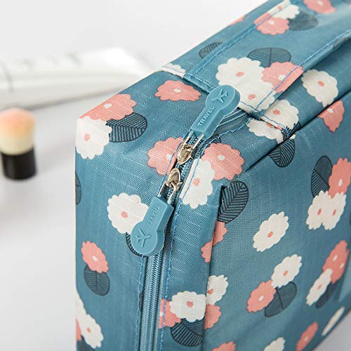 Bolso cosmético impermeable del maquillaje del bolso Bolso del almacenaje del almacenaje del bolso de la toalla con el gancho colgante para viajar azul
