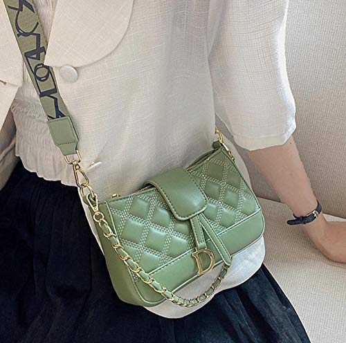 Bolso Cuadrado Pequeño De Cadena De Diamantes, Bolso De Mensajero De Un Solo Hombro, Bolso Femenino De Textura Todo Fósforo Pequeño Verde Fragancia