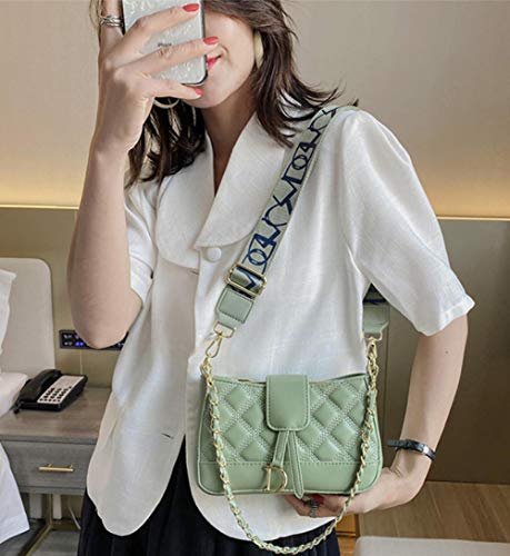 Bolso Cuadrado Pequeño De Cadena De Diamantes, Bolso De Mensajero De Un Solo Hombro, Bolso Femenino De Textura Todo Fósforo Pequeño Verde Fragancia