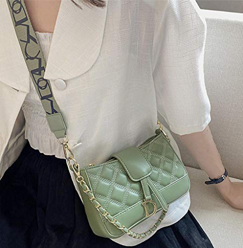 Bolso Cuadrado Pequeño De Cadena De Diamantes, Bolso De Mensajero De Un Solo Hombro, Bolso Femenino De Textura Todo Fósforo Pequeño Verde Fragancia