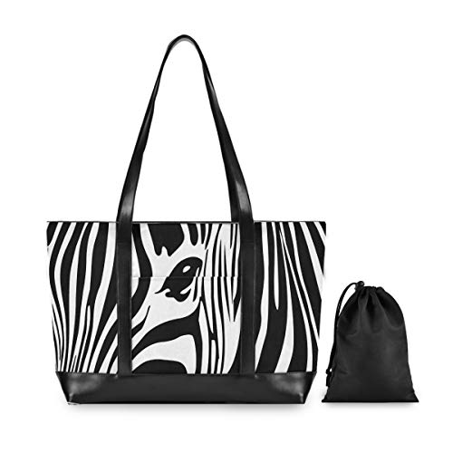 Bolso de mano Bolso informal de computadora de moda Mango de gran capacidad Arte abstracto de cebra animal