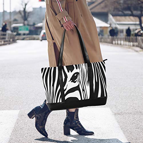 Bolso de mano Bolso informal de computadora de moda Mango de gran capacidad Arte abstracto de cebra animal