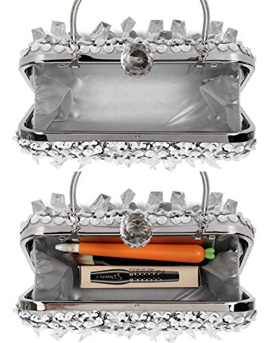 Bolso de Noche Embrague con Lentejuelas y Glitter Rhinestone Clutch Hechos a Mano Billetera Monedero del Banquete Fiesta Boda