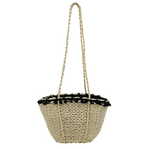 Bolso De Playa De Paja Bohemio Hecho A Mano Para Mujeres, Bolsos De Hombro Femeninos Tejidos De Punto De Verano Cesta Lazo Bolsa De Mensajero Tote