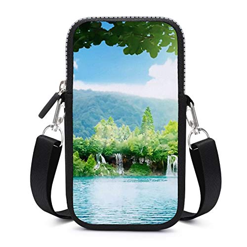 Bolso de teléfono móvil Crossbody con correa de hombro extraíble Nature Falls bolsa impermeable para dinero cintura cartera Yoga Bolsas niñas