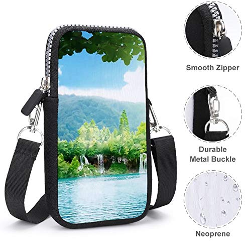 Bolso de teléfono móvil Crossbody con correa de hombro extraíble Nature Falls bolsa impermeable para dinero cintura cartera Yoga Bolsas niñas